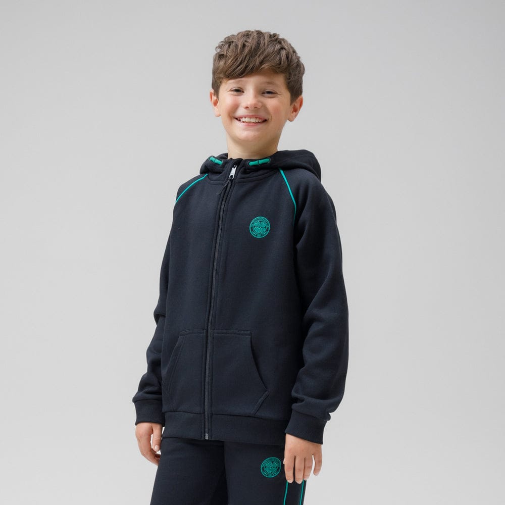 Celtic Junior Black Front Zip Hoodie