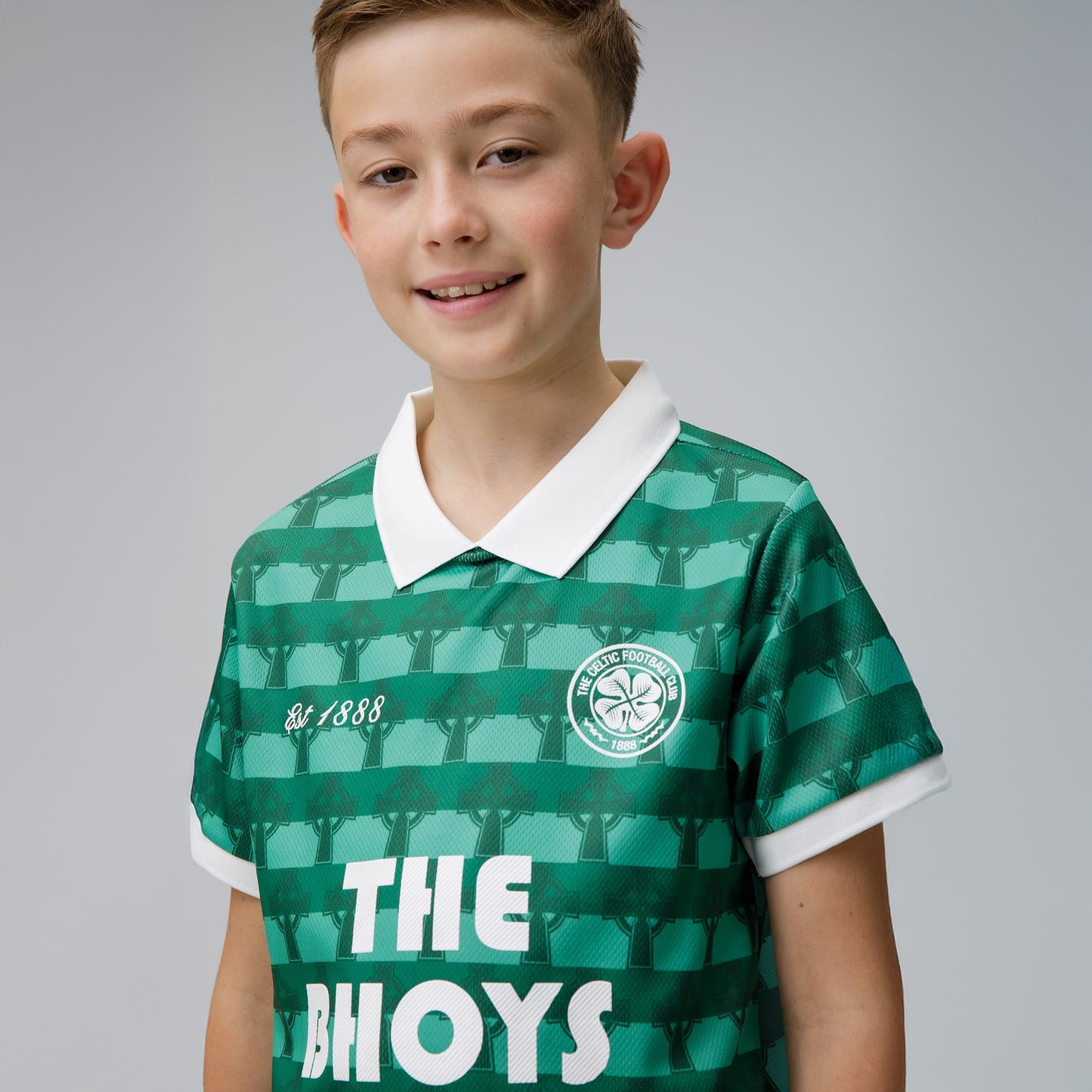 Celtic Junior Cross Print Green Jersey
