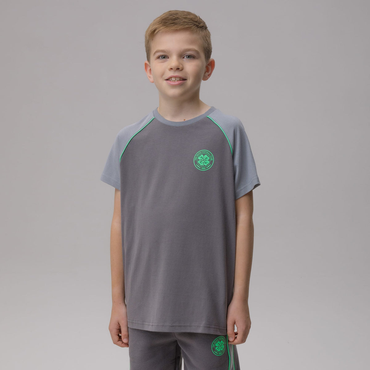 Celtic Junior Front Panel Dark Grey and Light Grey T-Shirt