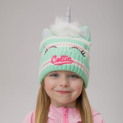 Celtic Junior Glitter Unicorn Pom Beanie