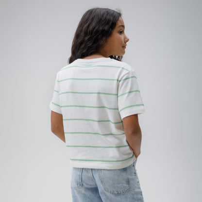 Celtic Junior Hooped Green and White T-Shirt