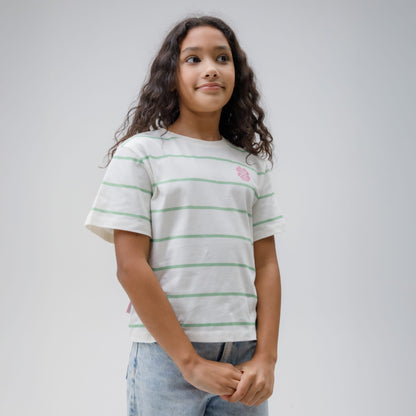 Celtic Junior Hooped Green and White T-Shirt