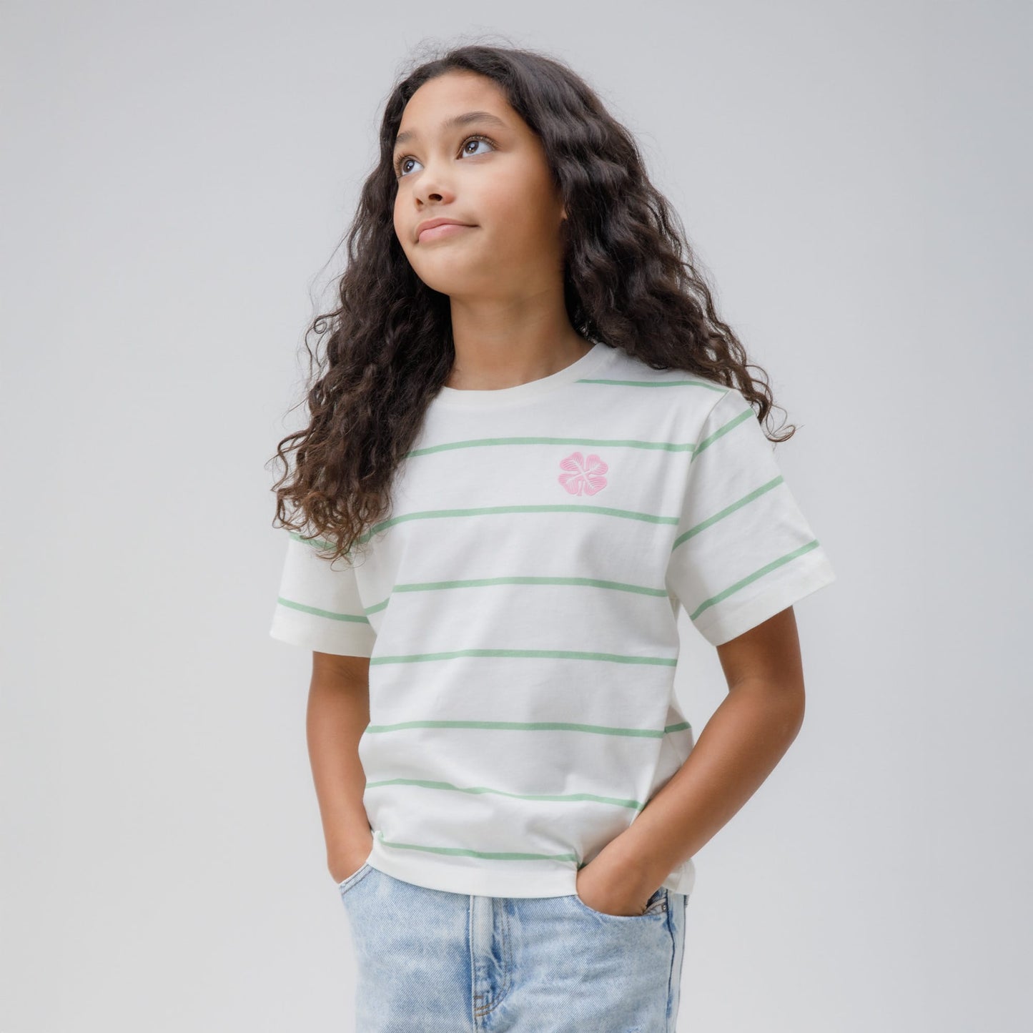 Celtic Junior Hooped Green and White T-Shirt
