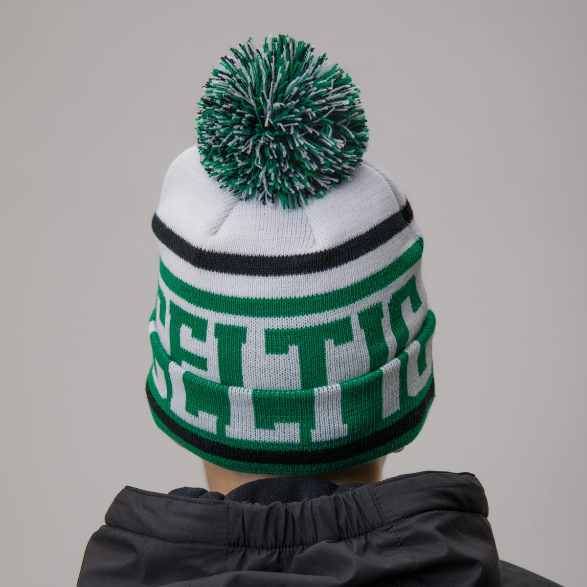 Celtic Junior Print Green Pom Beanie