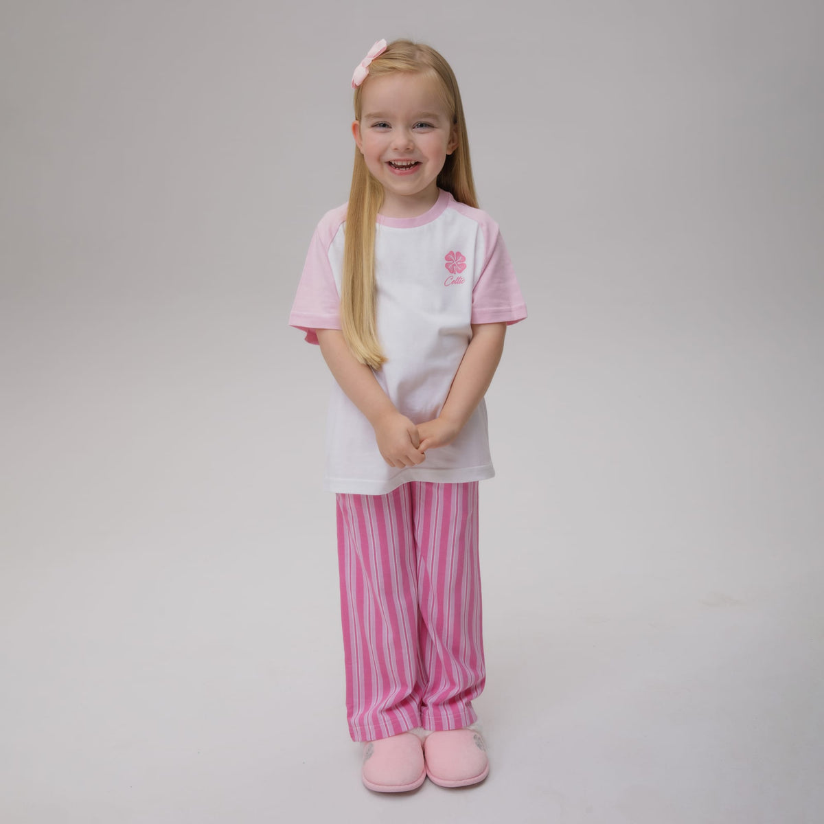 Celtic Junior Stripe Pink Trouser Pyjama Set