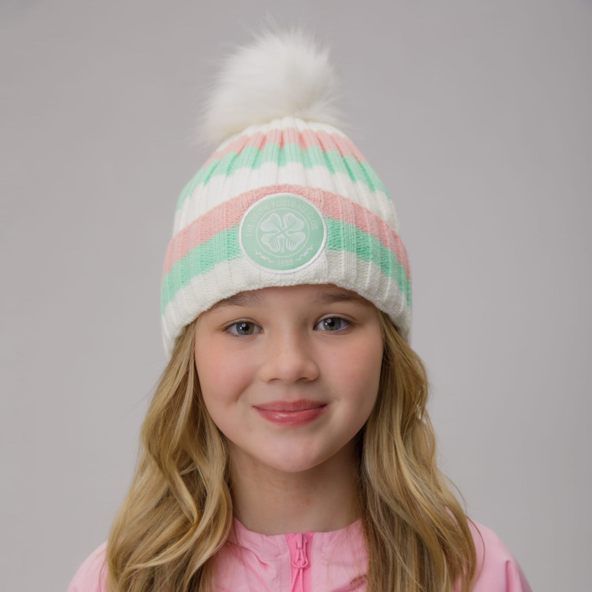 Celtic Junior Stripe Pom Beanie