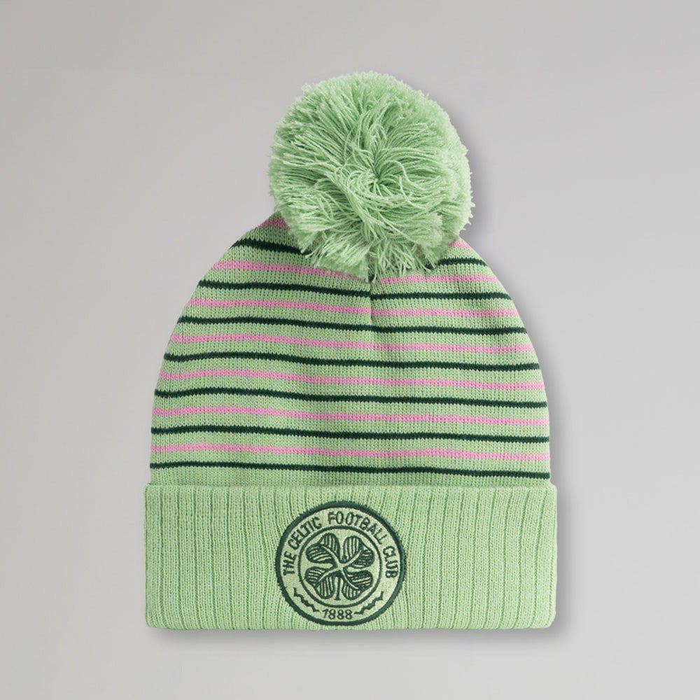 Celtic Junior Striped Pom Pom Beanie