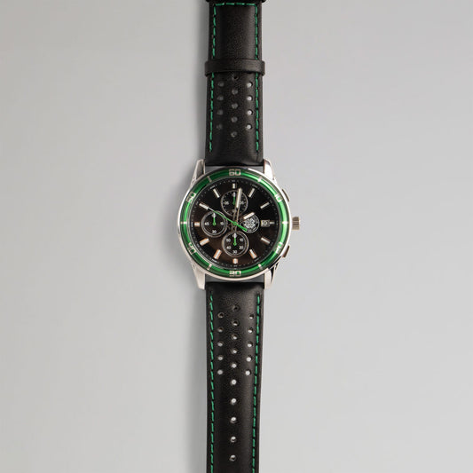 Celtic Sekonda Chronograph Black Leather Watch
