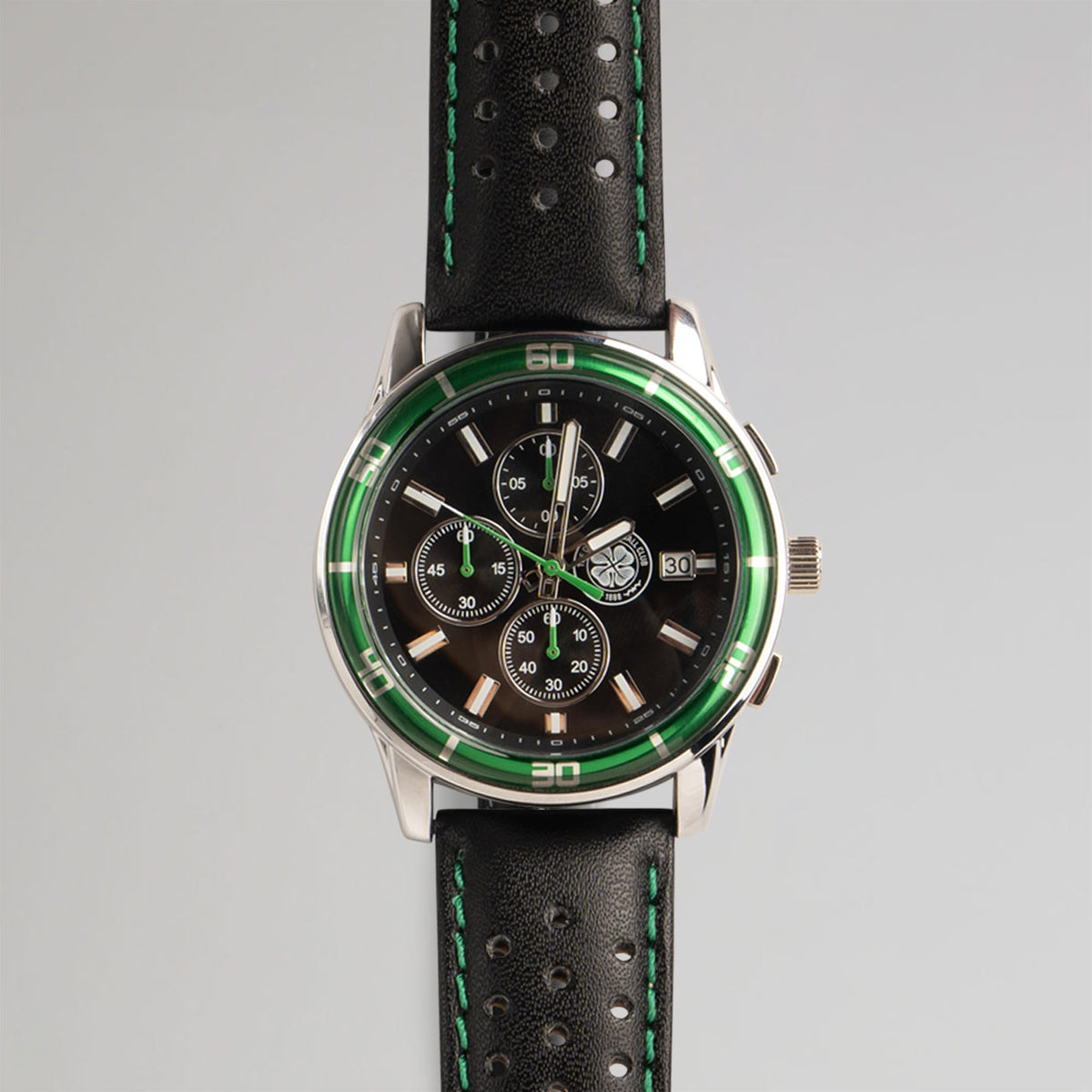 Celtic Sekonda Chronograph Black Leather Watch