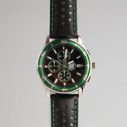Celtic Sekonda Chronograph Black Leather Watch