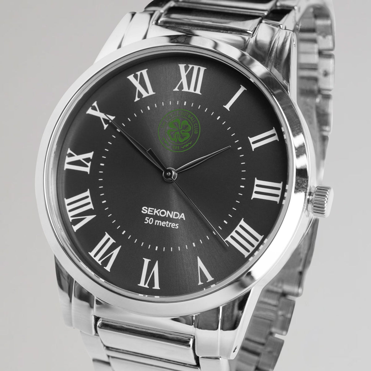 Celtic Sekonda Silver Classic Bracelet Black Dial Watch