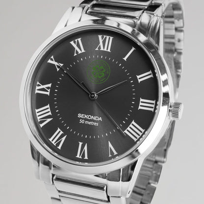 Celtic Sekonda Silver Classic Bracelet Black Dial Watch
