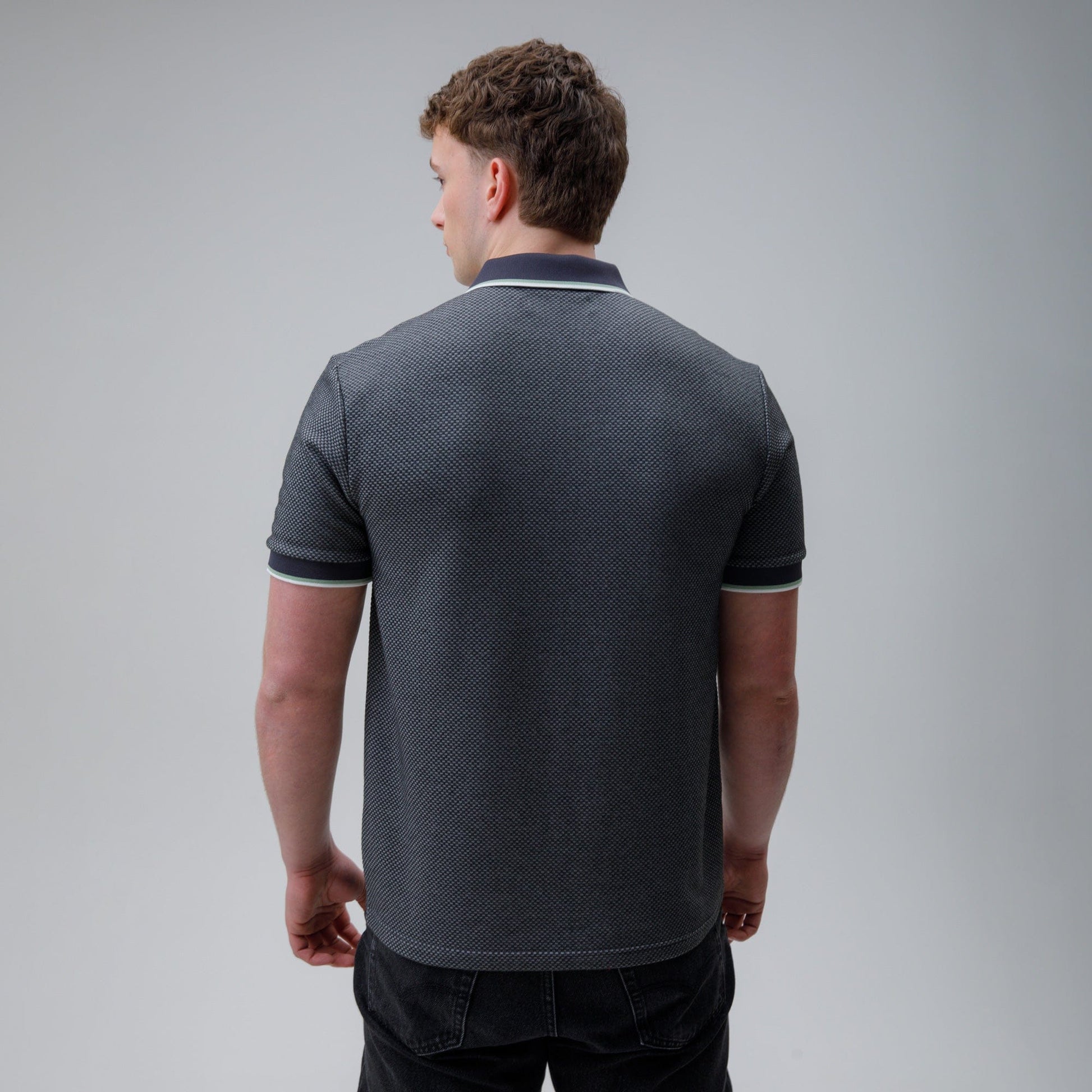 Celtic Waffle Black and Grey Zip Polo Shirt