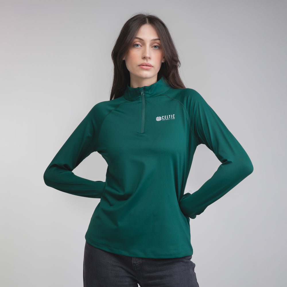 Celtic Women's Clover Dark Green Quarter Zip
