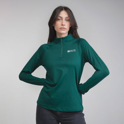 Celtic Women's Clover Dark Green Quarter Zip