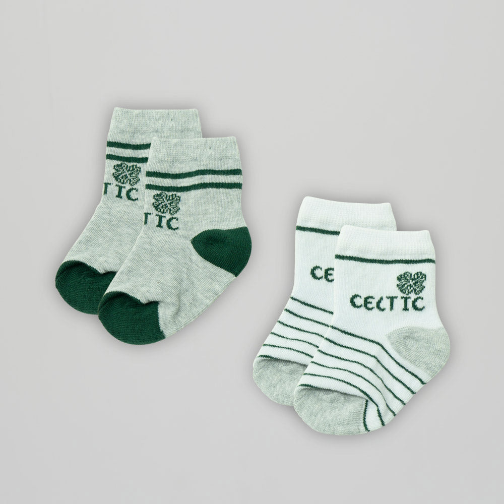 Celtic 2 Pack Infant Socks - White/Grey