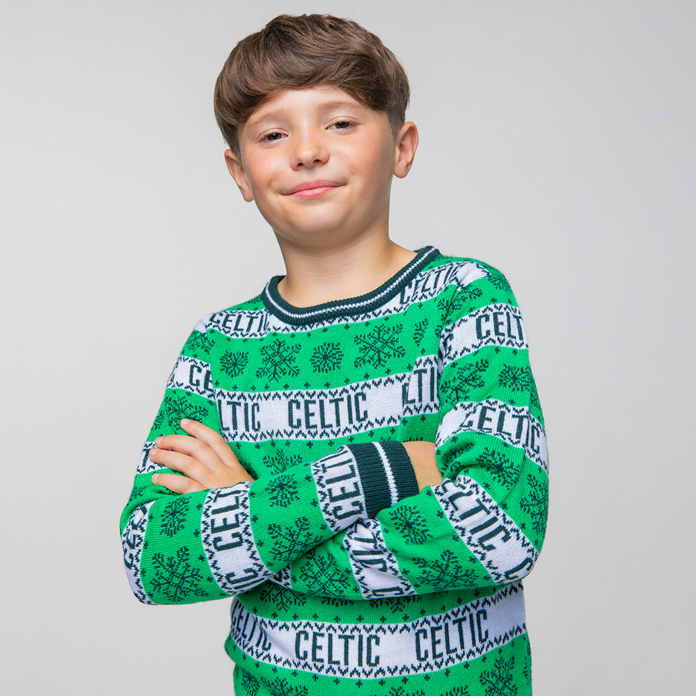 Celtic Junior Hooped Christmas Jumper